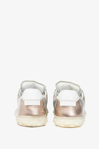 Jimmy Choo SS21 Diamond Light Rose Gold & Silver Metallic Nappa Sneakers