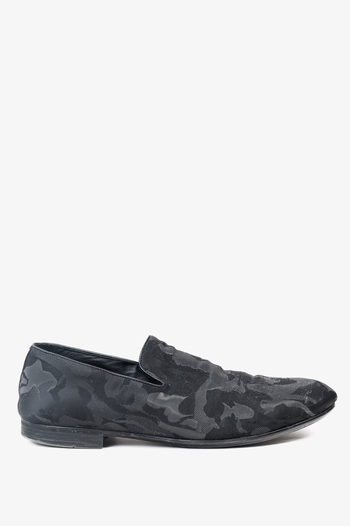 Jimmy Choo Black Camouflage Textile Loafers