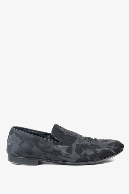 Jimmy Choo Black Camouflage Textile Loafers