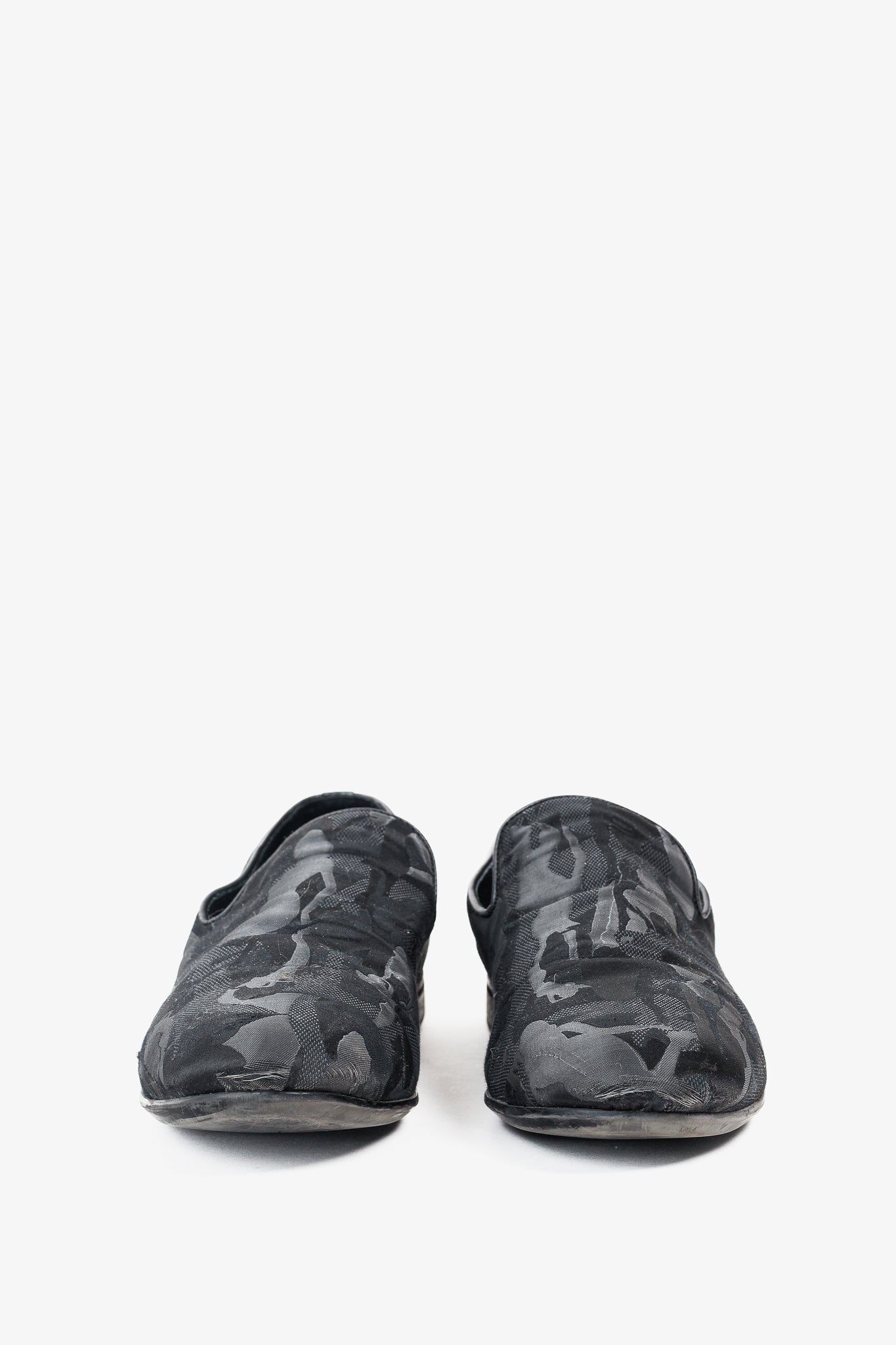Jimmy Choo Black Camouflage Textile Loafers