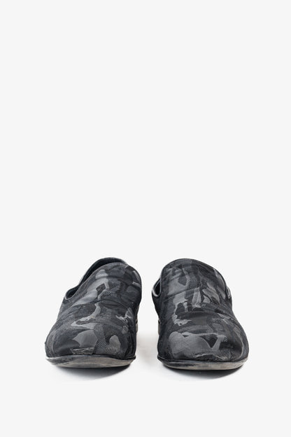 Jimmy Choo Black Camouflage Textile Loafers