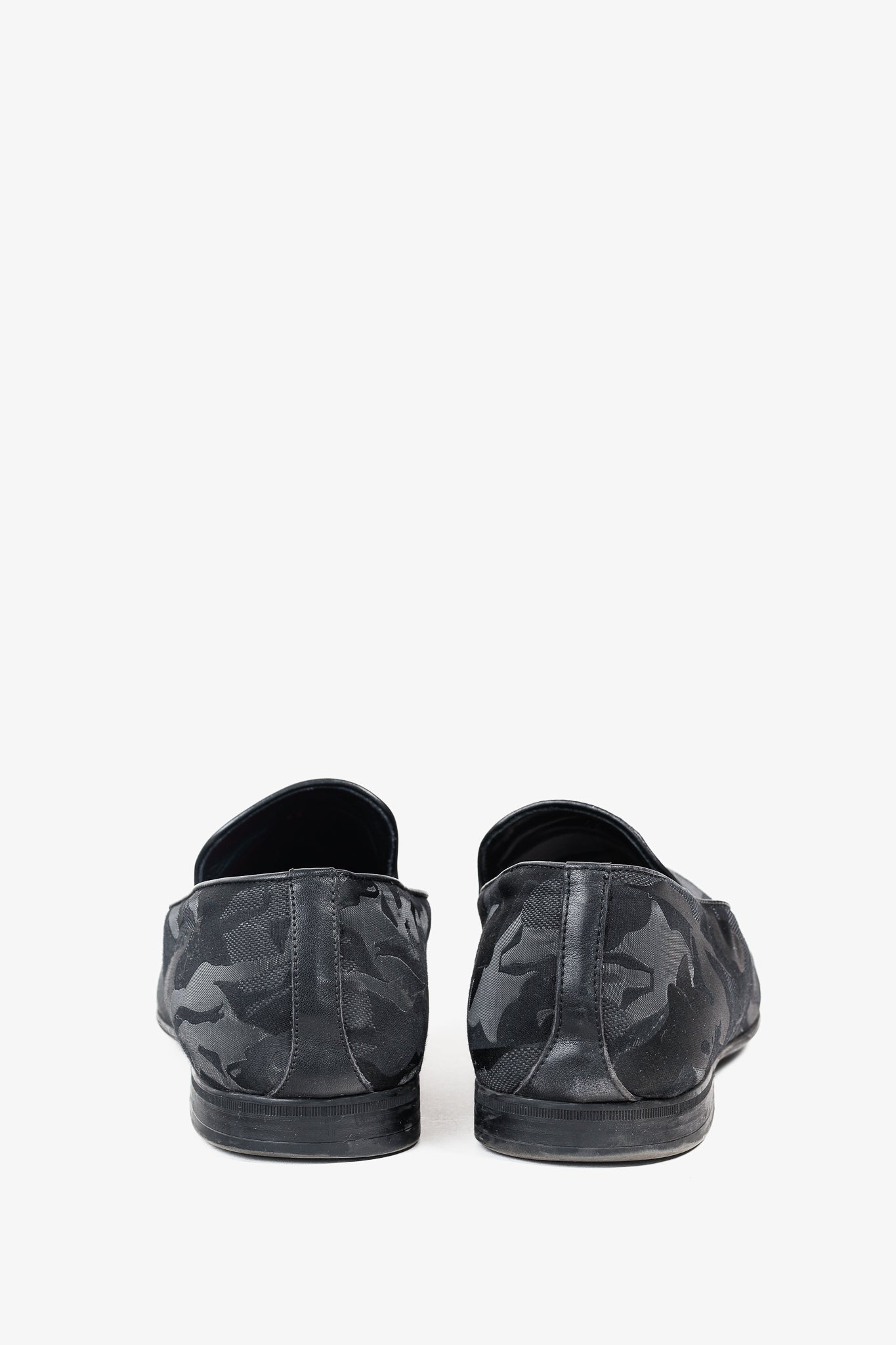 Jimmy Choo Black Camouflage Textile Loafers