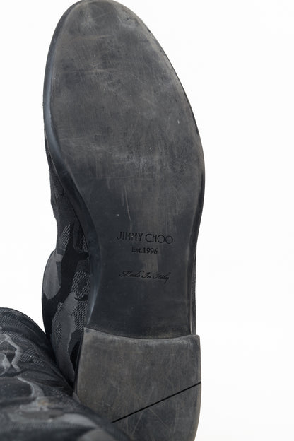 Jimmy Choo Black Camouflage Textile Loafers
