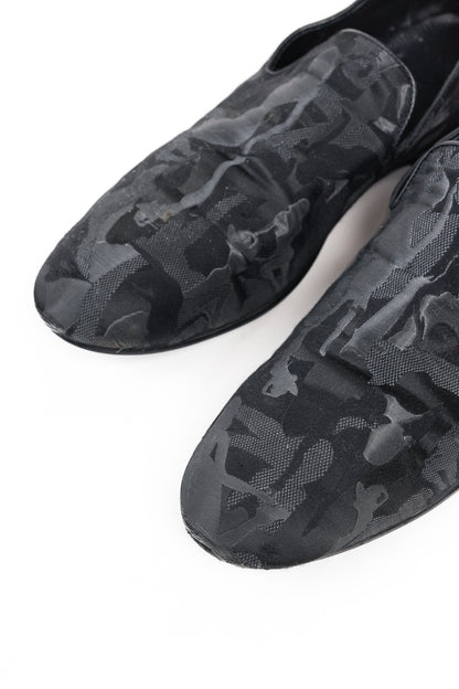Jimmy Choo Black Camouflage Textile Loafers