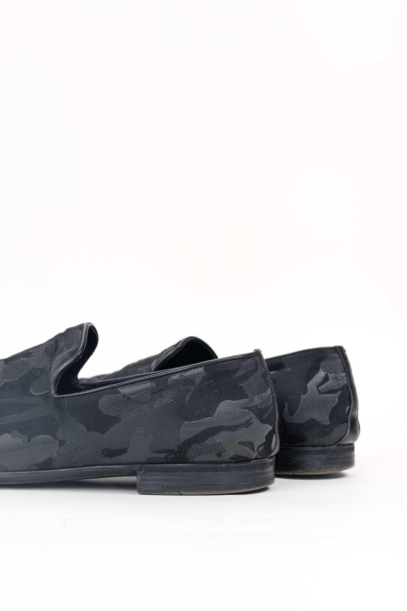 Jimmy Choo Black Camouflage Textile Loafers