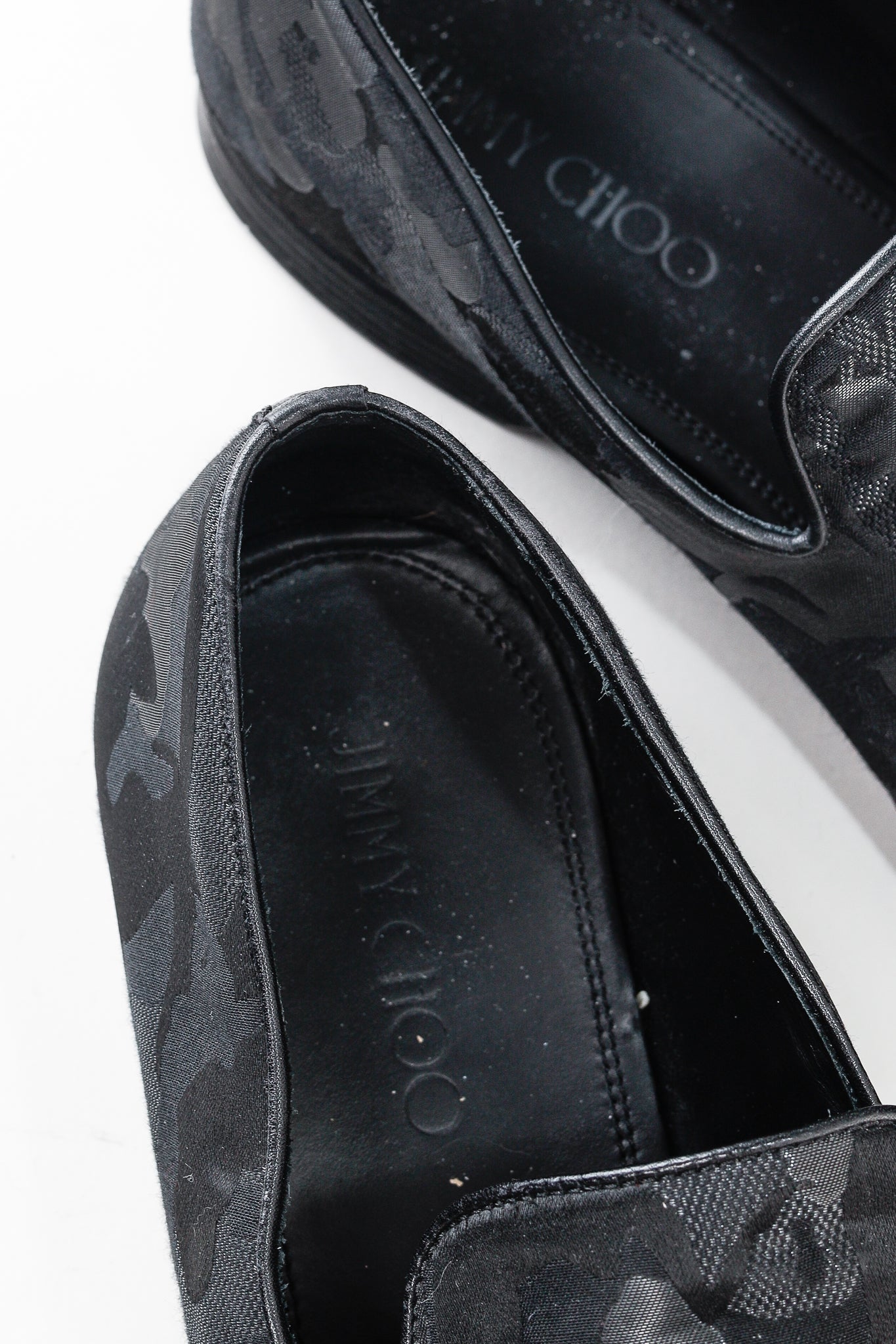 Jimmy Choo Black Camouflage Textile Loafers