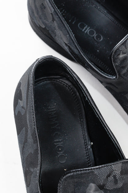 Jimmy Choo Black Camouflage Textile Loafers