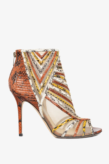 Jimmy Choo Kara Red Snake-Embossed Leather Sandals