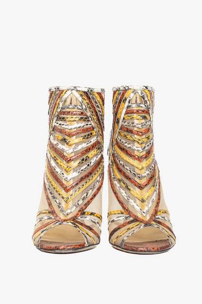 Jimmy Choo Kara Red Snake-Embossed Leather Sandals