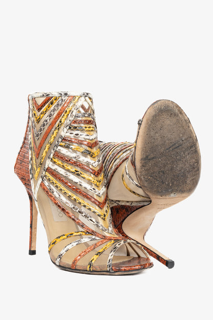 Jimmy Choo Kara Red Snake-Embossed Leather Sandals
