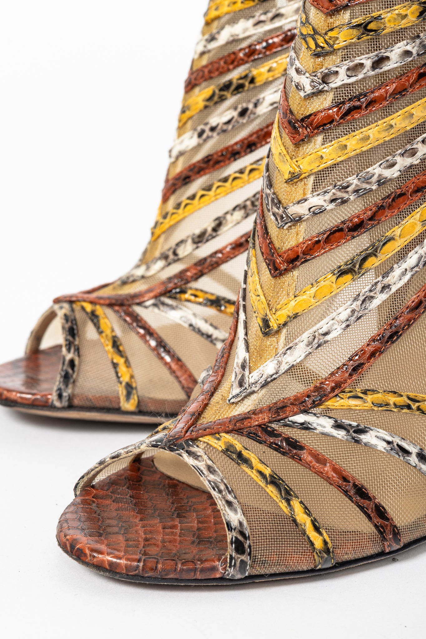 Jimmy Choo Kara Red Snake-Embossed Leather Sandals