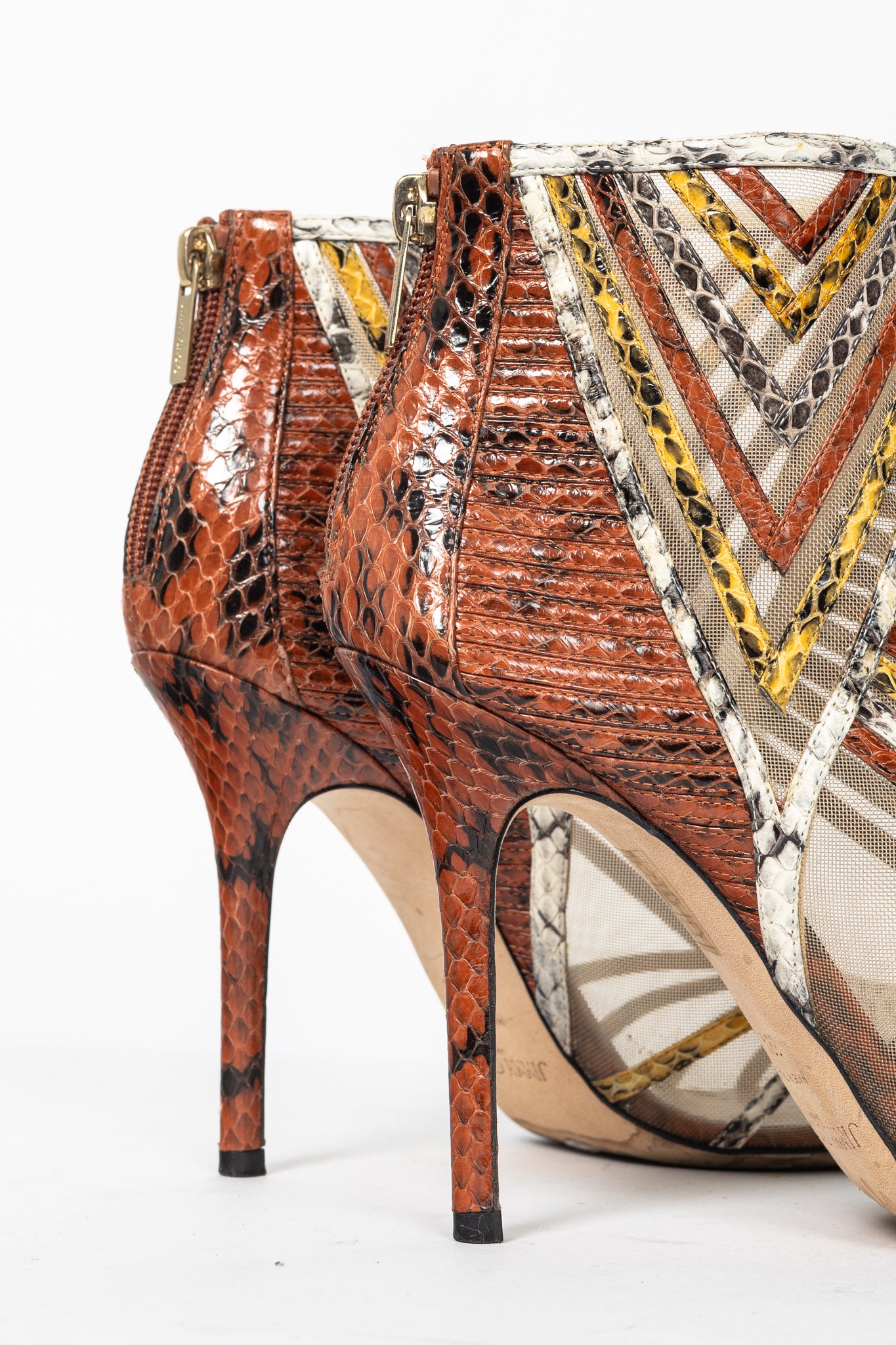 Jimmy Choo Kara Red Snake-Embossed Leather Sandals