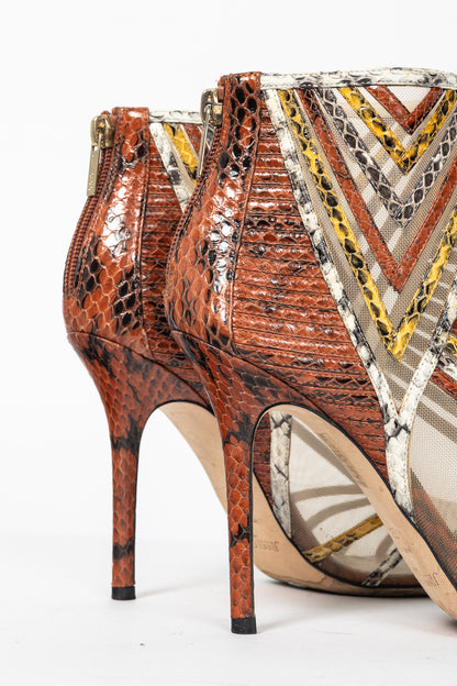 Jimmy Choo Kara Red Snake-Embossed Leather Sandals