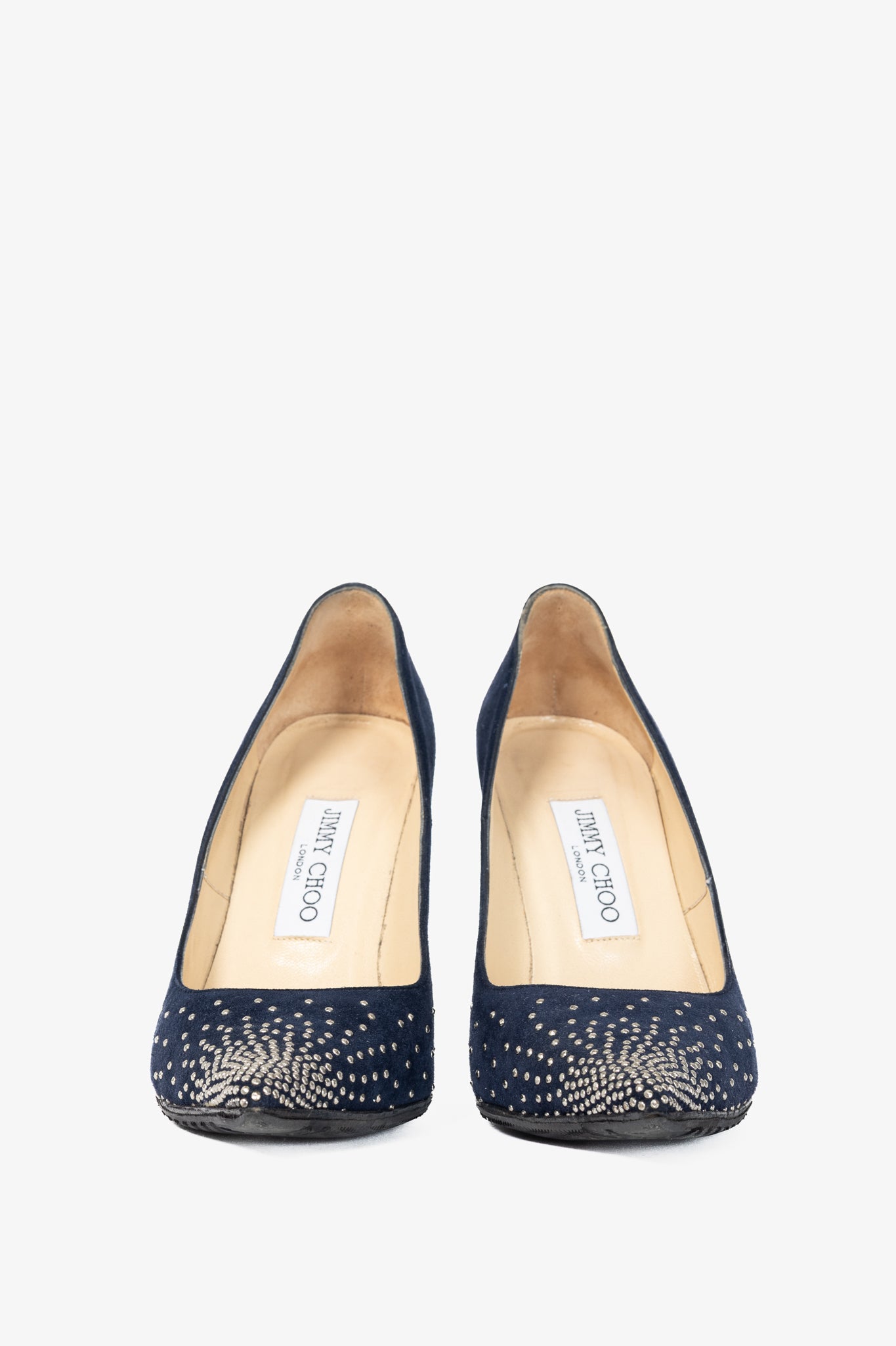 Jimmy Choo Abel Navy Suede Rhinestone-Embellished Pumps