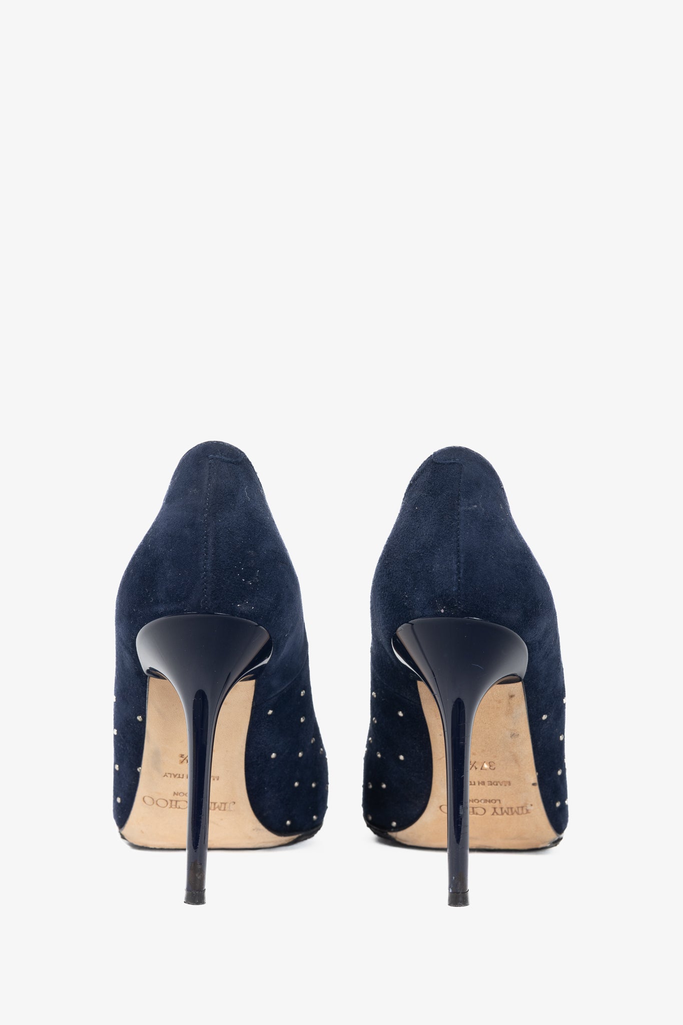 Jimmy Choo Abel Navy Suede Rhinestone-Embellished Pumps
