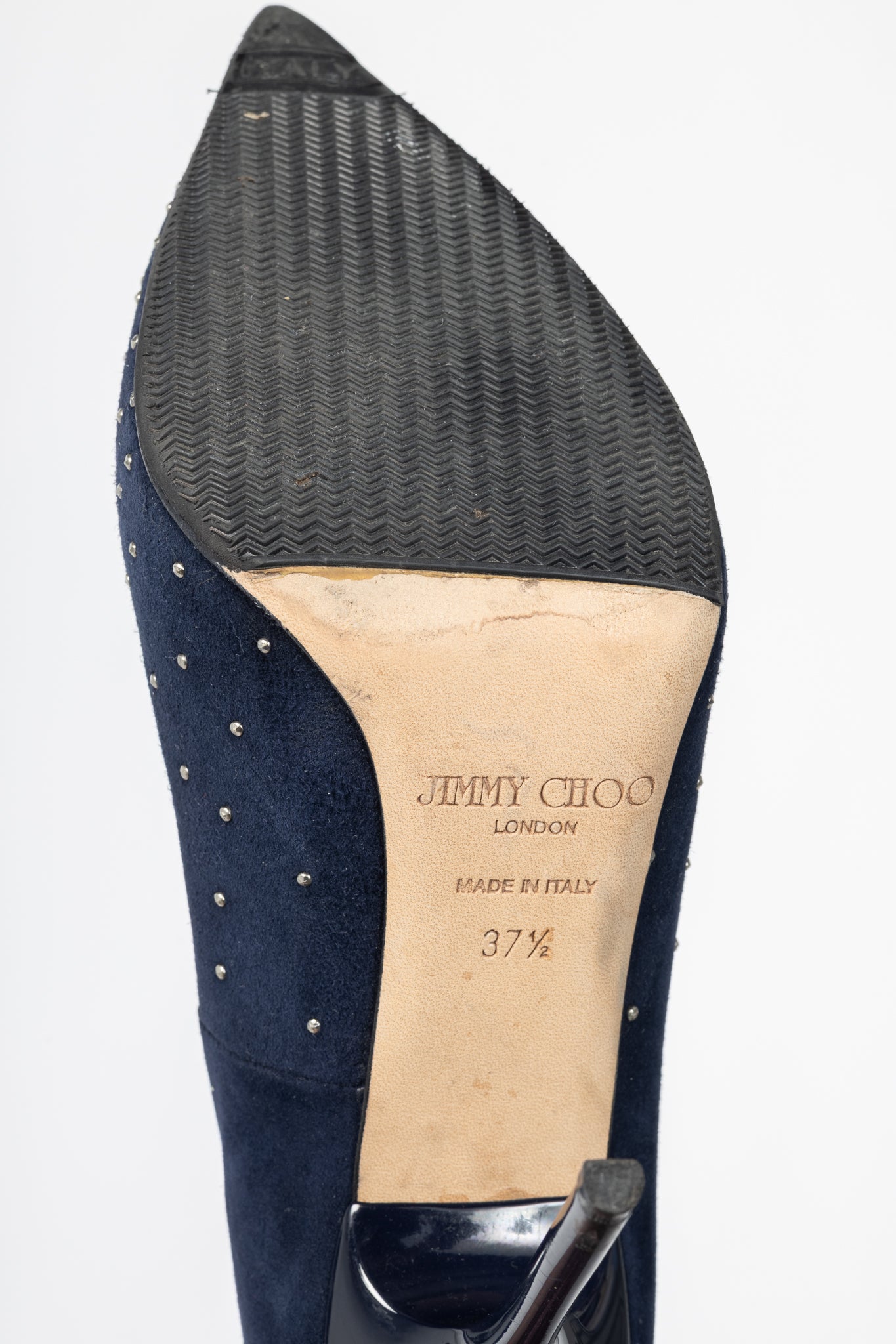 Jimmy Choo Abel Navy Suede Rhinestone-Embellished Pumps