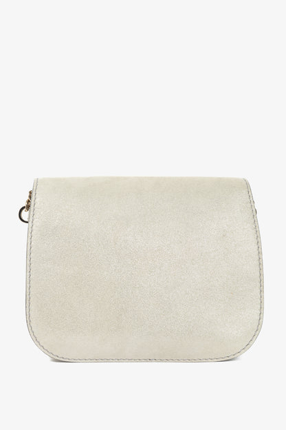 Jimmy Choo Shadow Silver Shimmer Leather Flap Crossbody