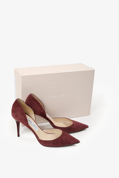 Jimmy Choo Burgundy Suede Addison D'Orsay Pumps