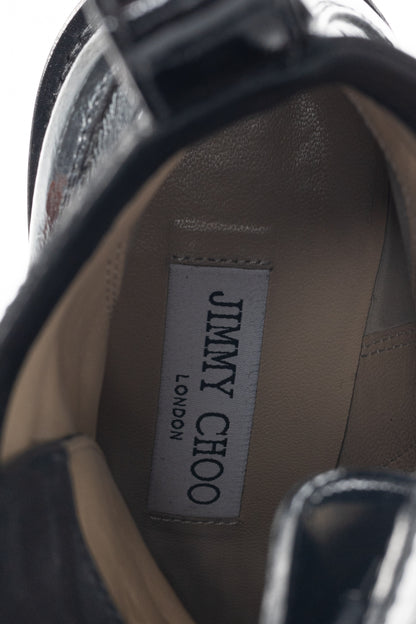 Jimmy Choo Cruz 65 Black Naplack Crystal & Pearl Piece Combat Boots