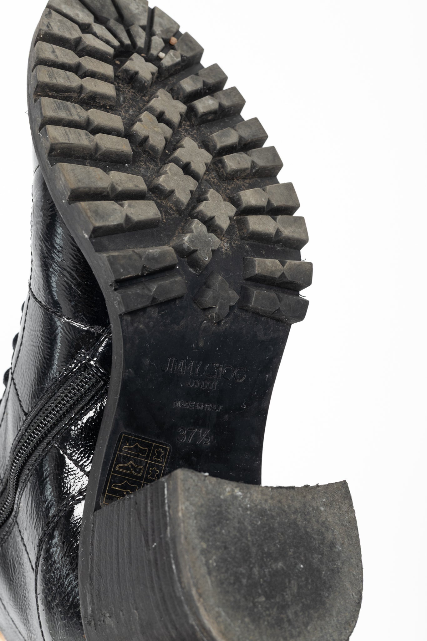 Jimmy Choo Cruz 65 Black Naplack Crystal & Pearl Piece Combat Boots