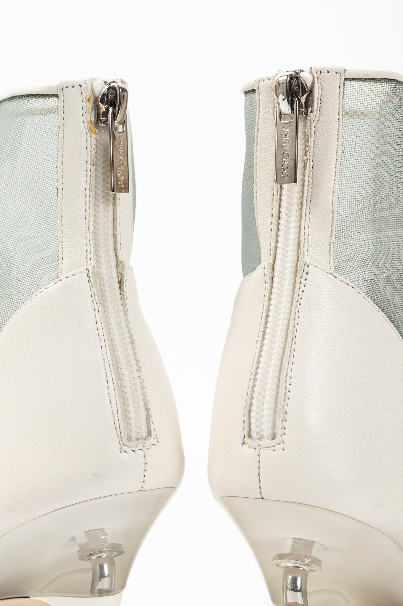 Jimmy Choo Sioux 100 Latte Nappa & Mint Mesh Ankle Boots
