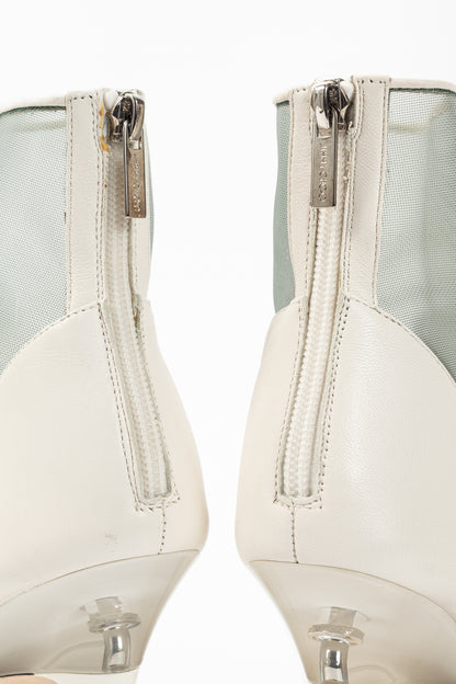 Jimmy Choo Sioux 100 Latte Nappa & Mint Mesh Ankle Boots