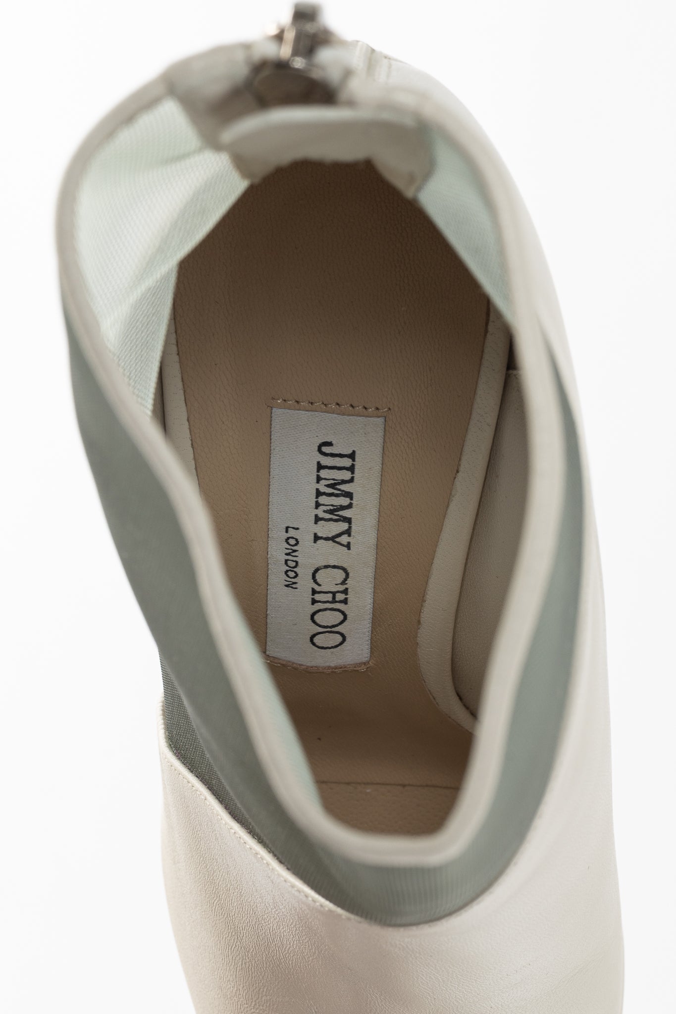 Jimmy Choo Sioux 100 Latte Nappa & Mint Mesh Ankle Boots