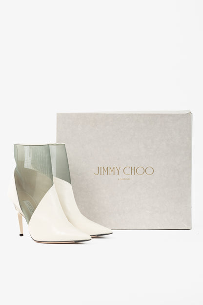 Jimmy Choo Sioux 100 Latte Nappa & Mint Mesh Ankle Boots