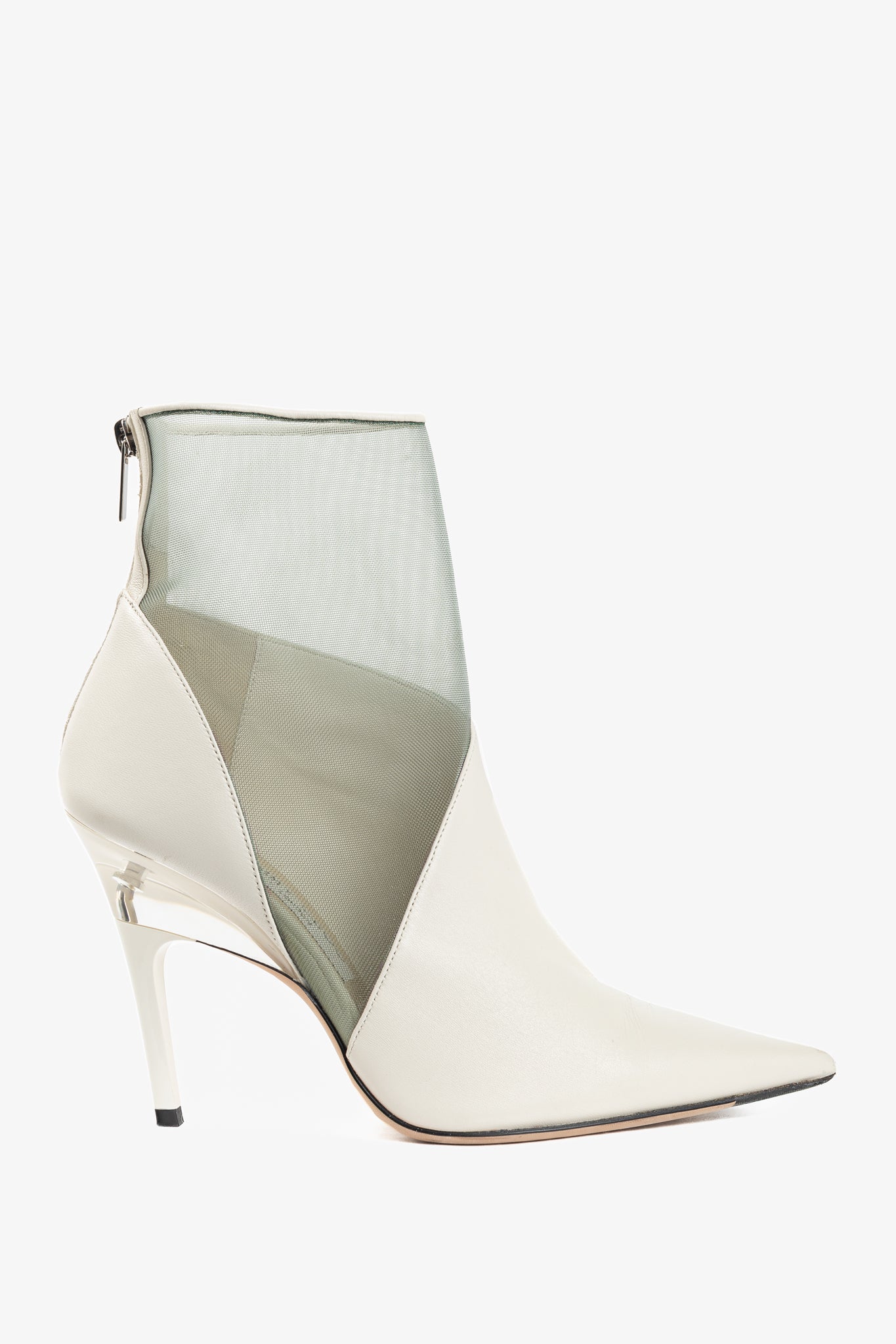 Jimmy Choo Sioux 100 Latte Nappa & Mint Mesh Ankle Boots