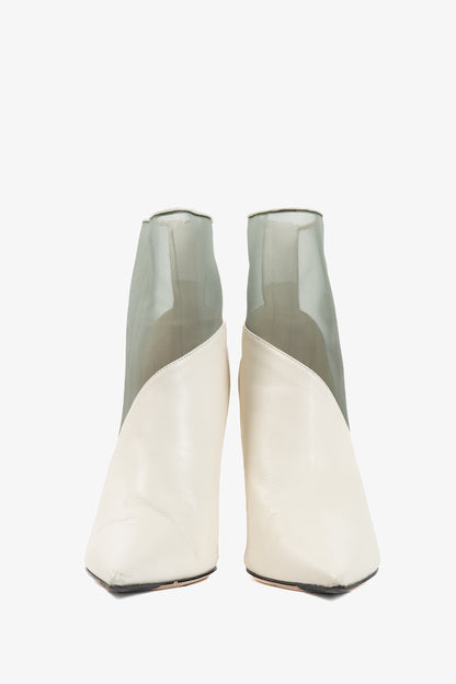 Jimmy Choo Sioux 100 Latte Nappa & Mint Mesh Ankle Boots
