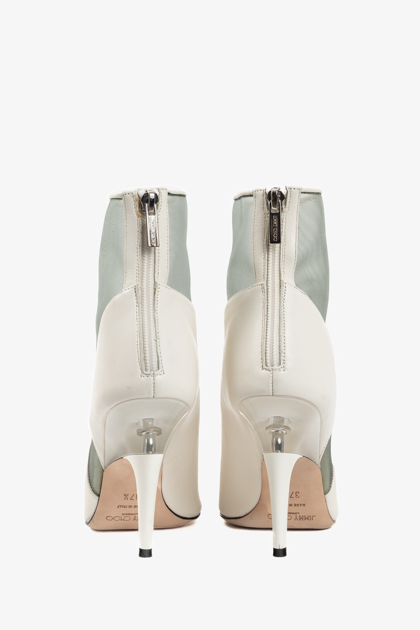 Jimmy Choo Sioux 100 Latte Nappa & Mint Mesh Ankle Boots