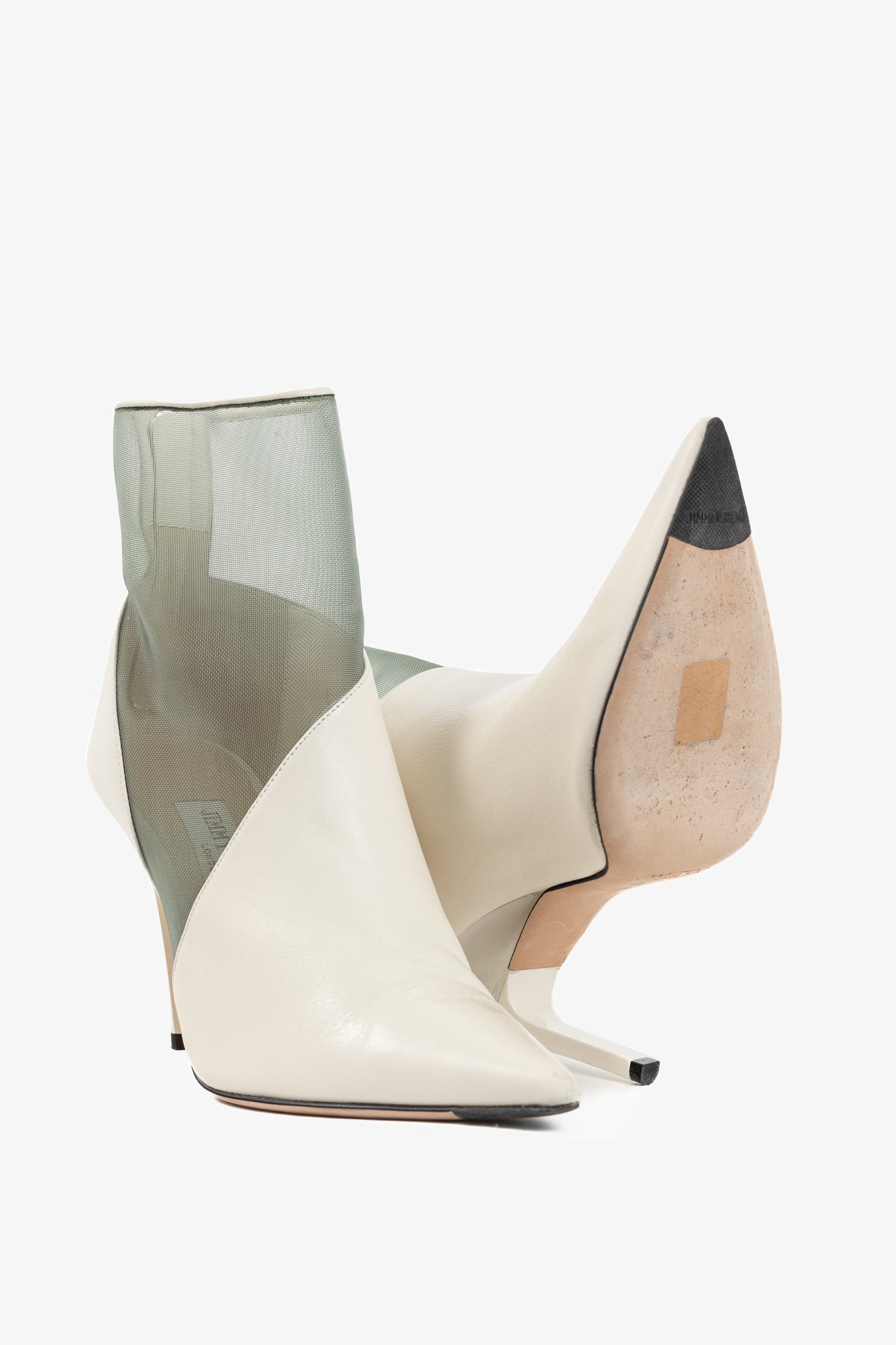 Jimmy Choo Sioux 100 Latte Nappa & Mint Mesh Ankle Boots