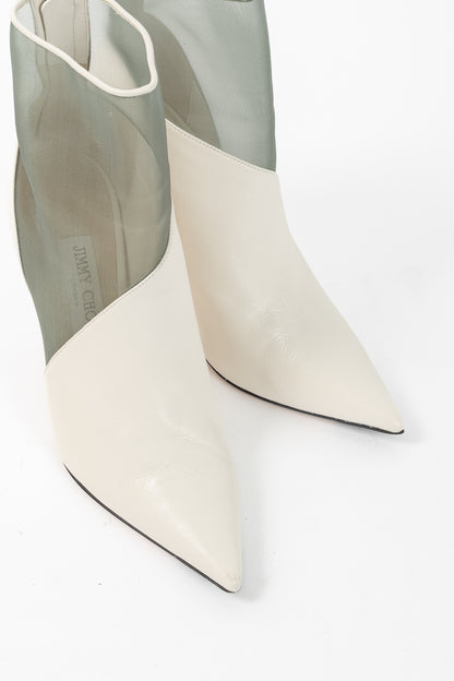 Jimmy Choo Sioux 100 Latte Nappa & Mint Mesh Ankle Boots
