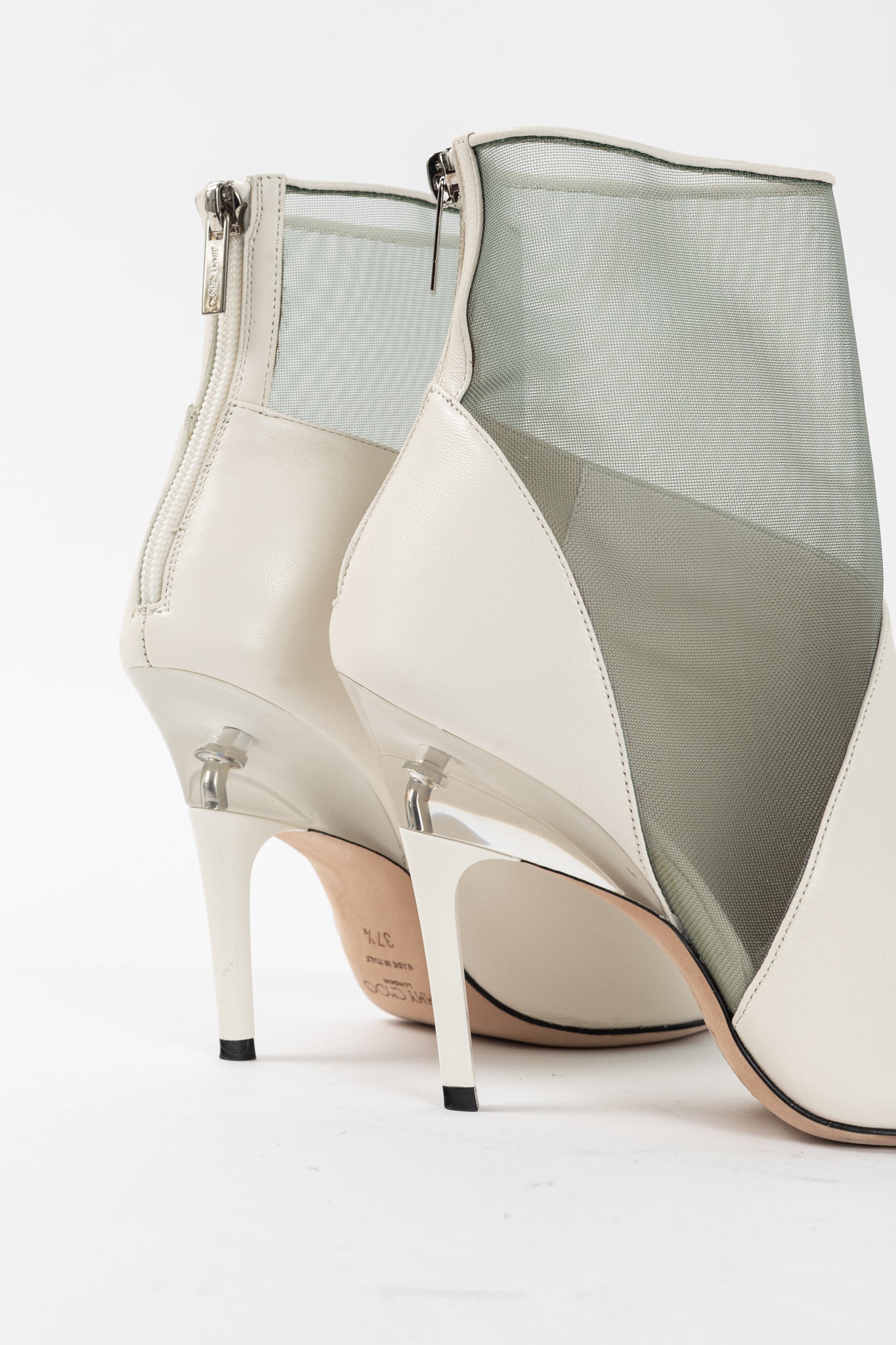 Jimmy Choo Sioux 100 Latte Nappa & Mint Mesh Ankle Boots