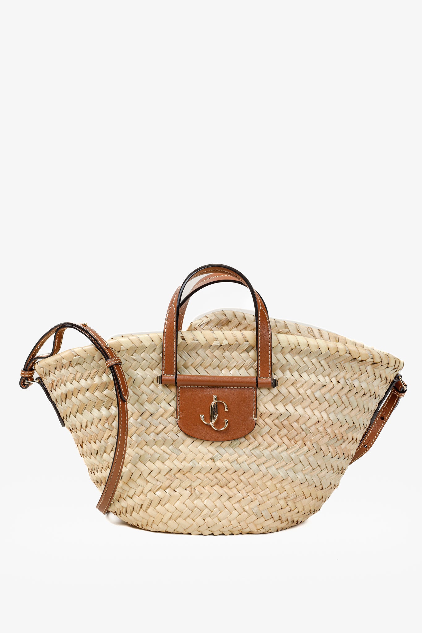 Jimmy Choo Macy Small Raffia Cross-Body Tote Bag