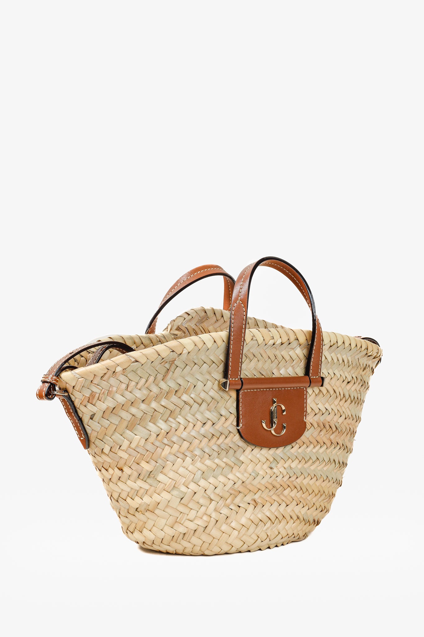 Jimmy Choo Macy Small Raffia Cross-Body Tote Bag