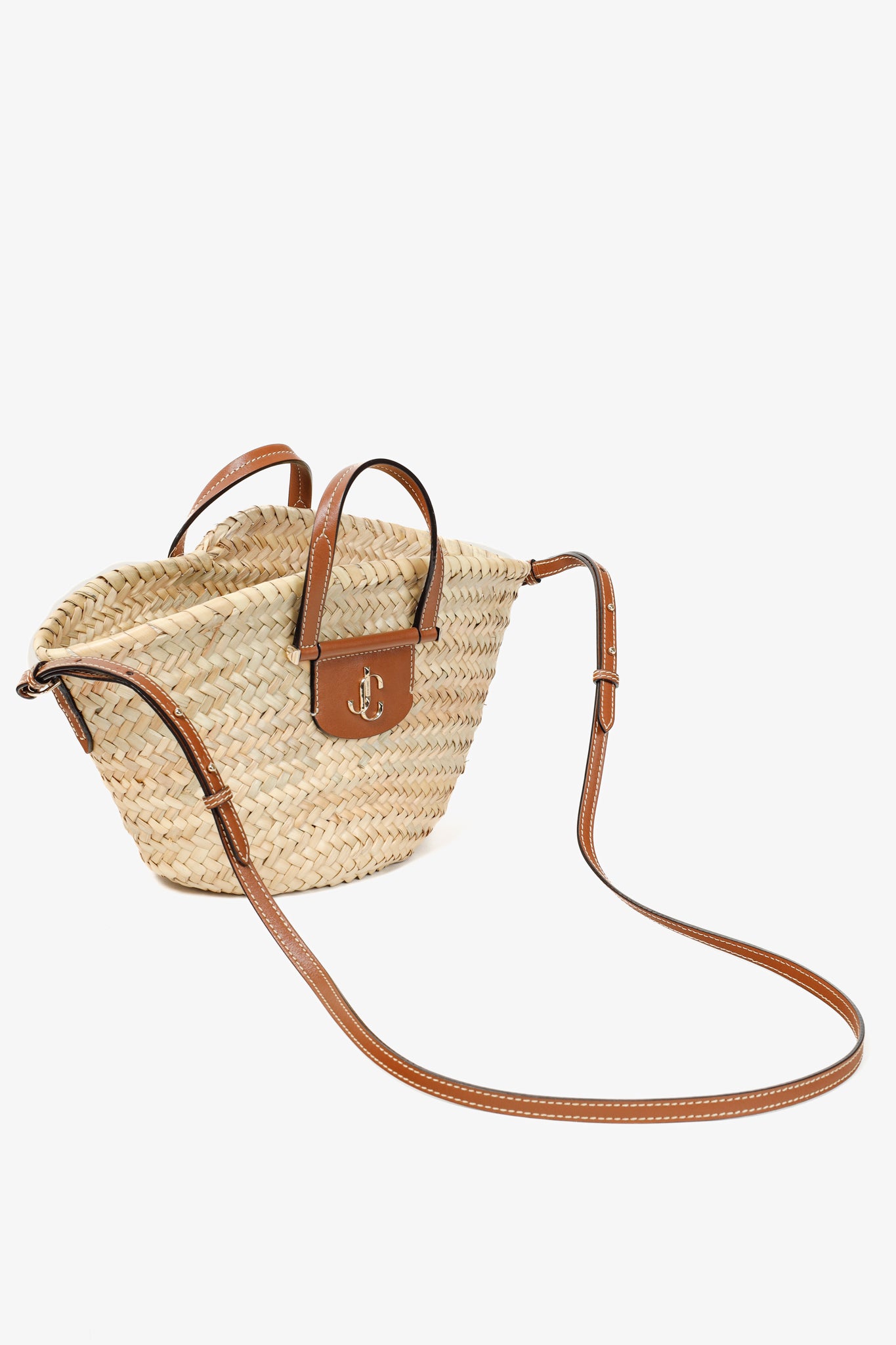 Jimmy Choo Macy Small Raffia Cross-Body Tote Bag