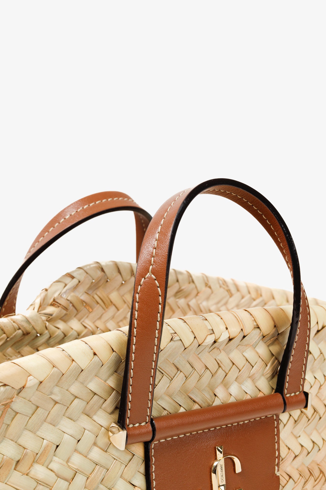 Jimmy Choo Macy Small Raffia Cross-Body Tote Bag