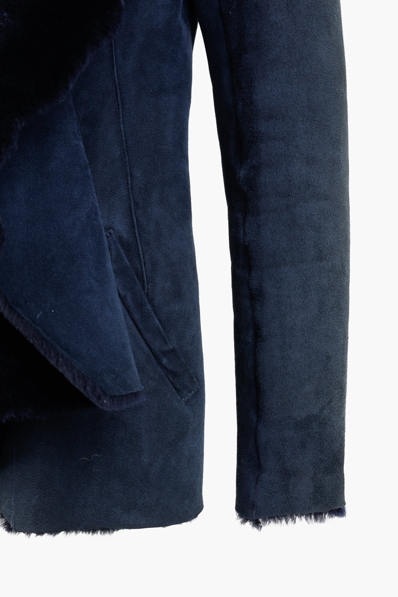 Jitrois Navy Blue Sheep Shearling Moto Jacket