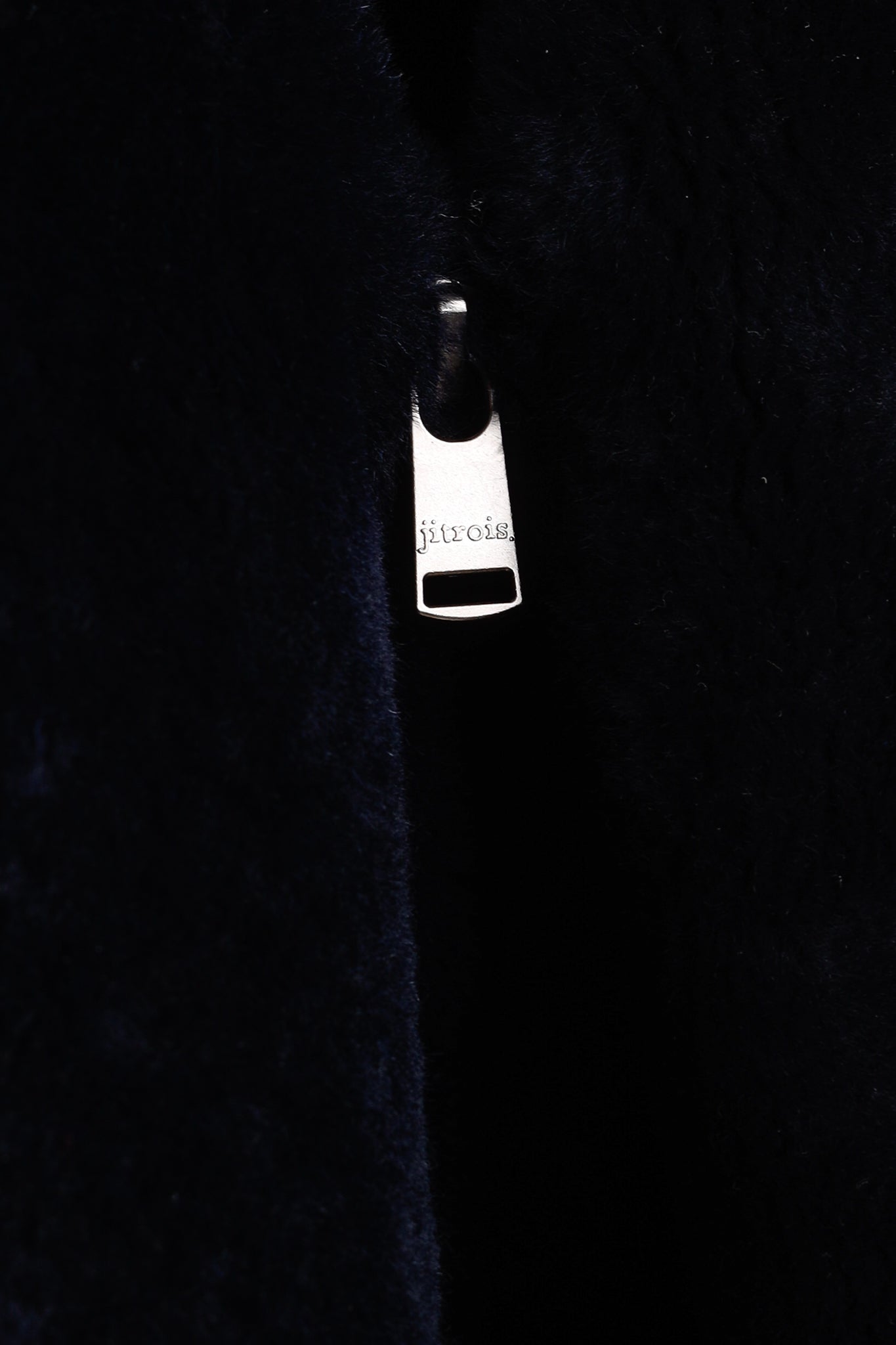 Jitrois Navy Blue Sheep Shearling Moto Jacket