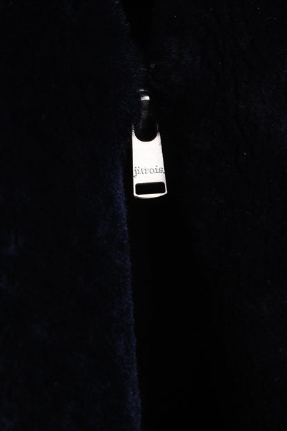 Jitrois Navy Blue Sheep Shearling Moto Jacket