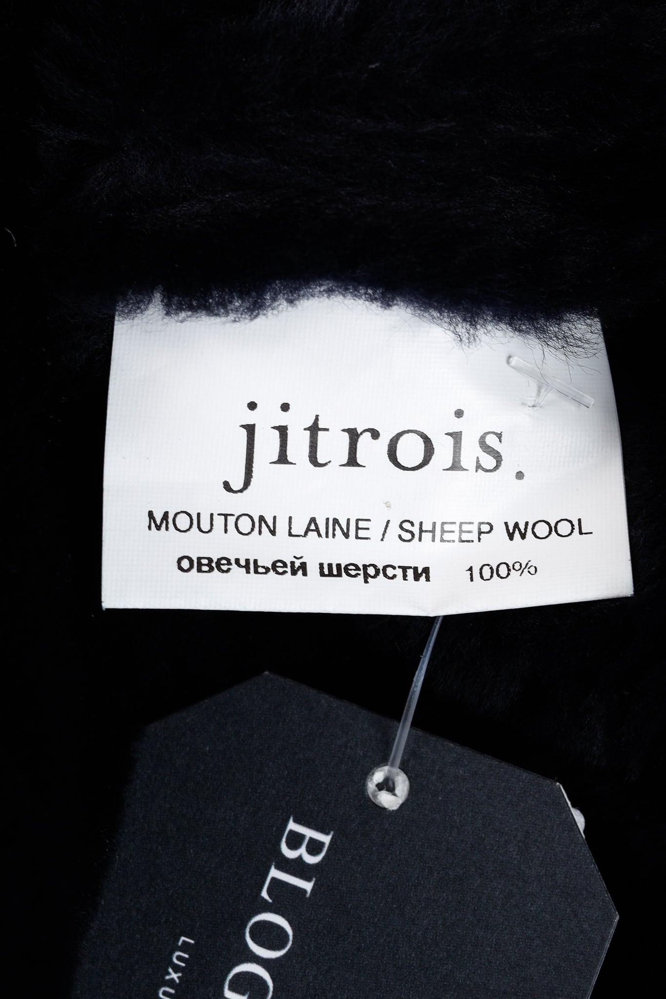 Jitrois Navy Blue Sheep Shearling Moto Jacket