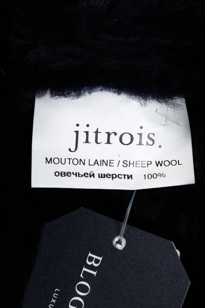 Jitrois Navy Blue Sheep Shearling Moto Jacket