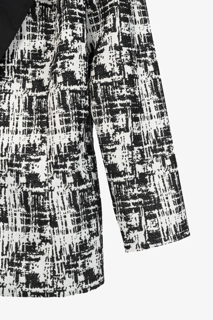 Joeffer Caoc White & Black Jacquard Contrast-Lapel Blazer