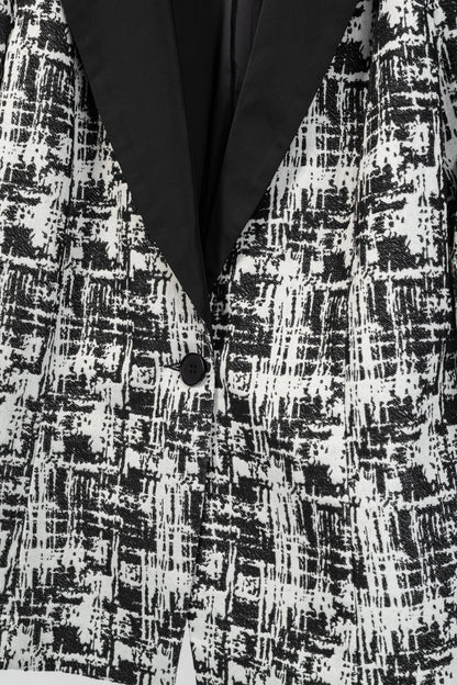 Joeffer Caoc White & Black Jacquard Contrast-Lapel Blazer