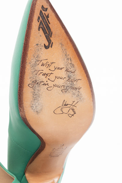 John Fluevog Twist Boogaloo Mint Pointed-Toe Pumps