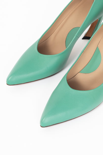 John Fluevog Twist Boogaloo Mint Pointed-Toe Pumps