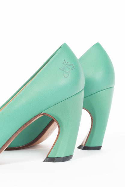 John Fluevog Twist Boogaloo Mint Pointed-Toe Pumps