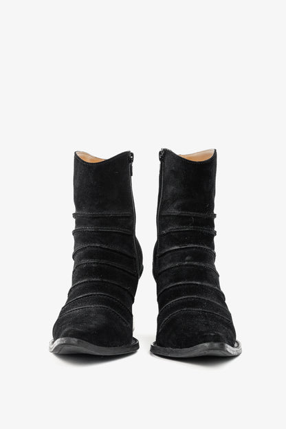 John Fluevog Dolores Black Outseamed Ankle Boots