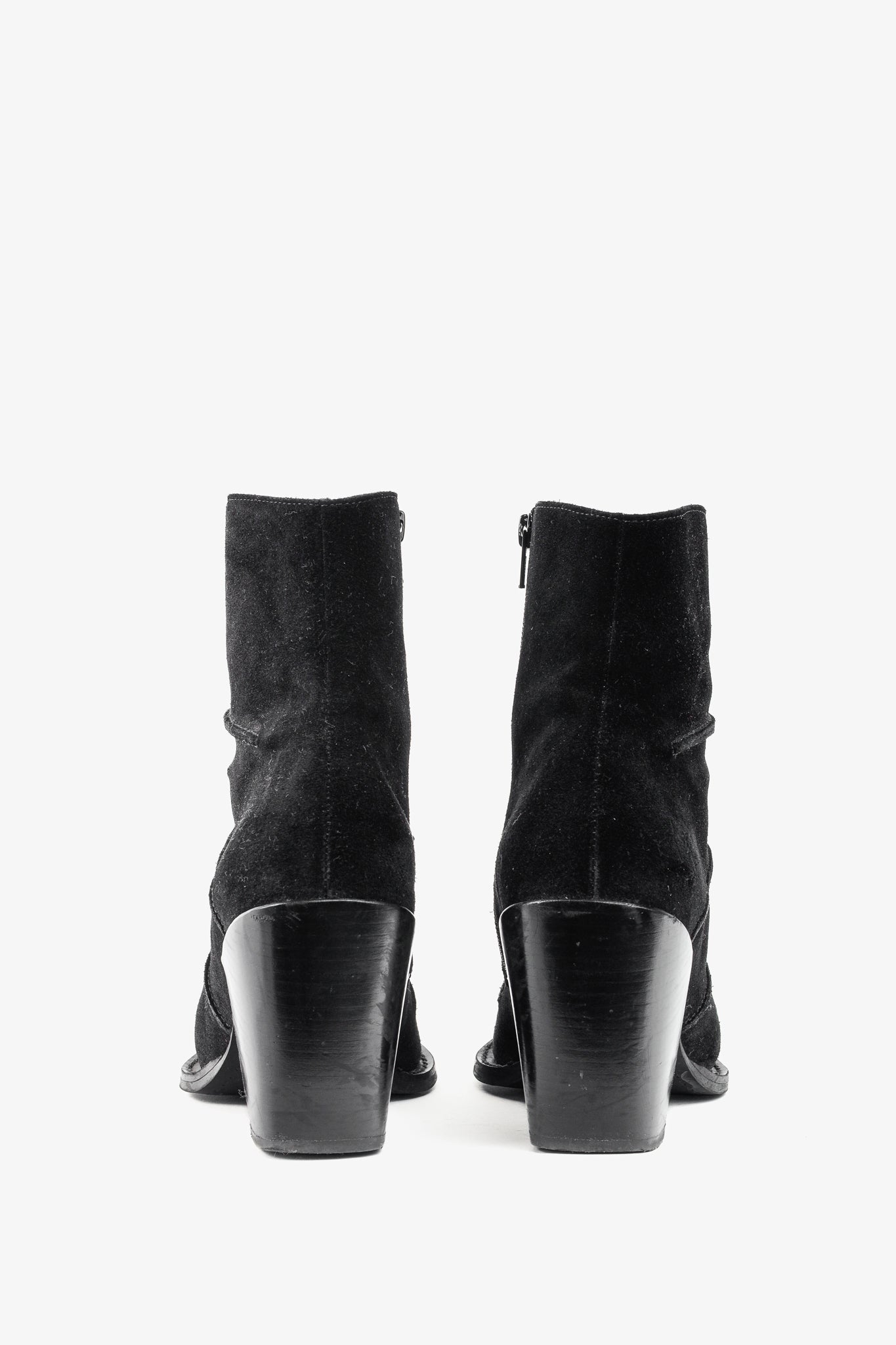 John Fluevog Dolores Black Outseamed Ankle Boots